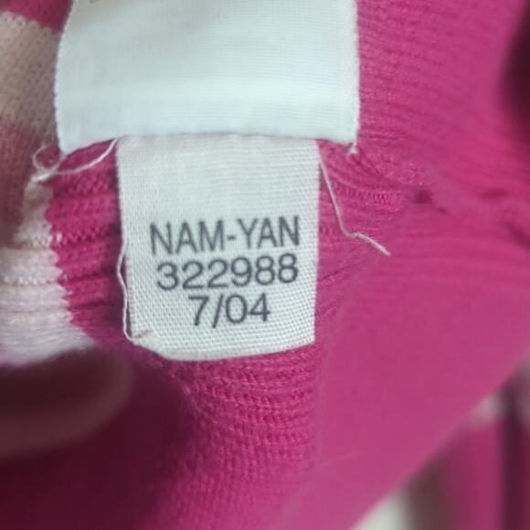 Y2K Tommy Hilfinger Cropped Preppy Tight Knit Sweater Pink Women's Size L - Picture 10 of 11